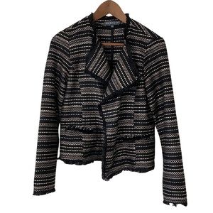 Brixon Ivy Women’s Knit Tweet Blazer Jacket Open Front Size S Black/gold pockets